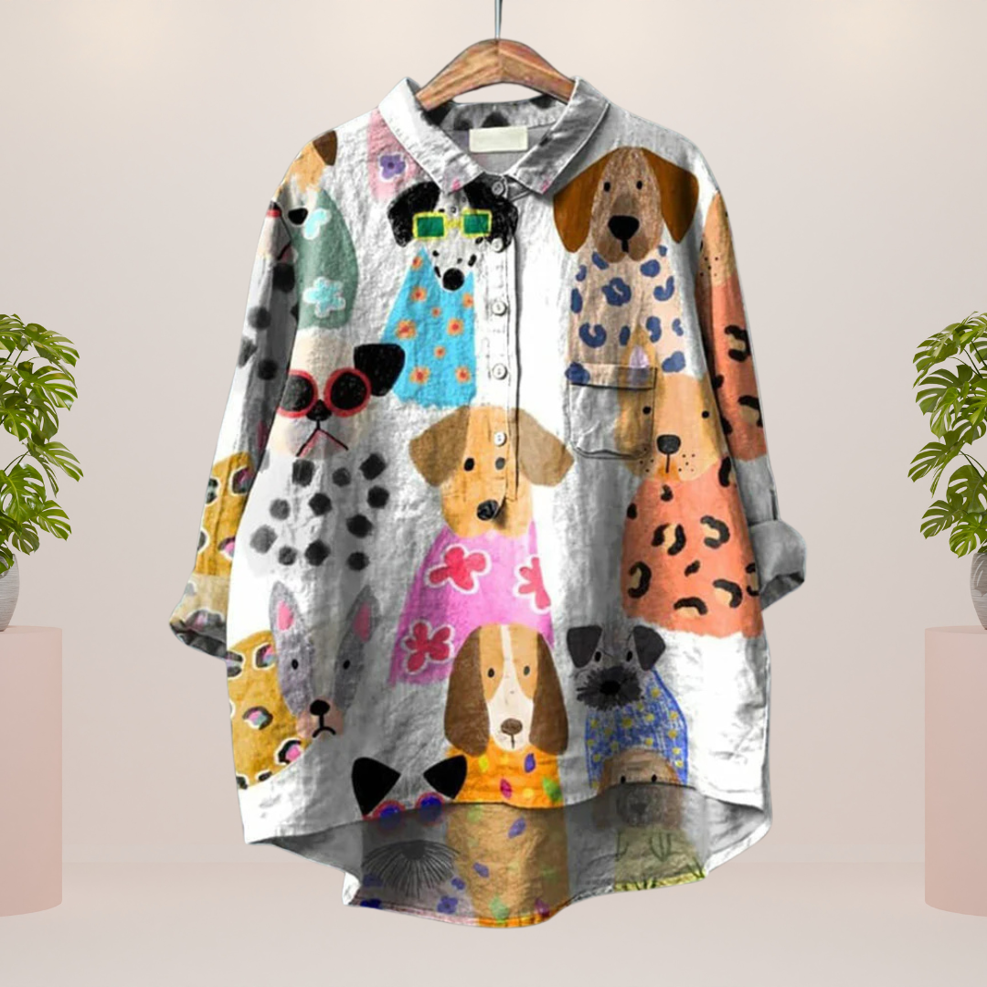 Frida Trendy og moderne bluse med kunstprint