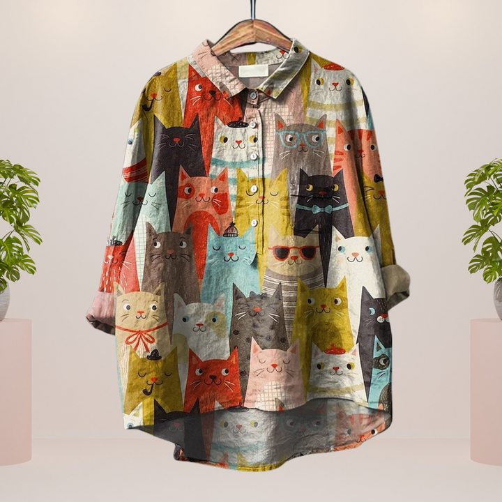 Frida Trendy og moderne bluse med kunstprint