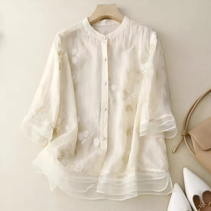 Mila Bomuldstop med broderede blomster