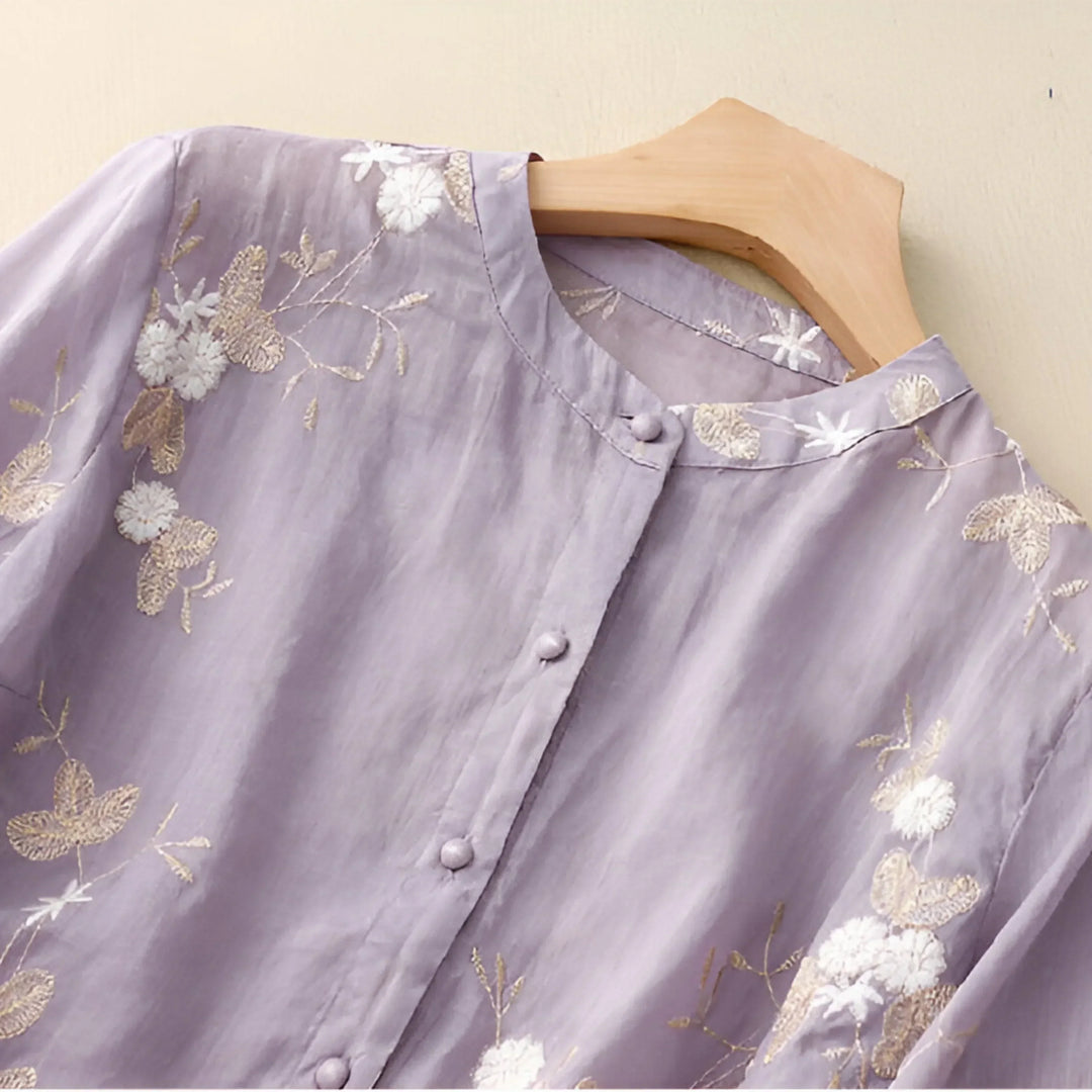 Mila Bomuldstop med broderede blomster