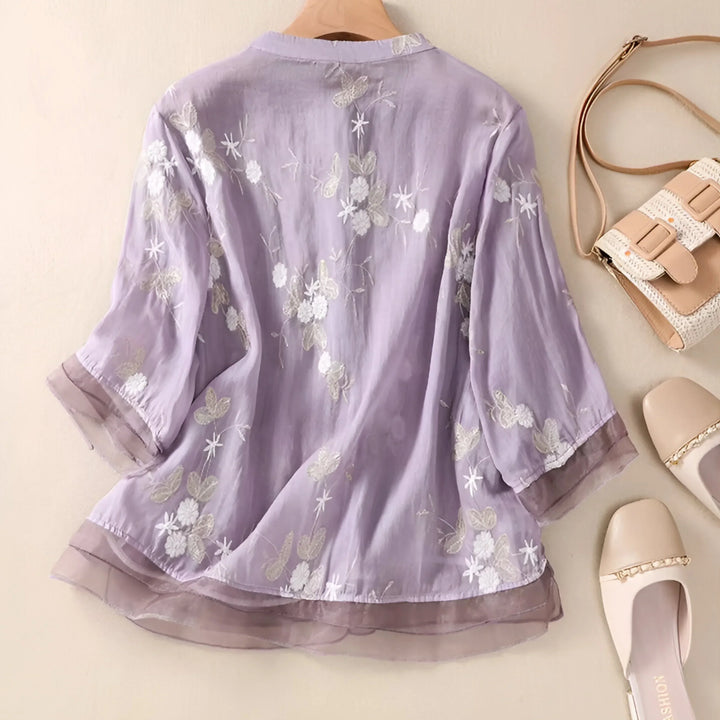 Mila Bomuldstop med broderede blomster