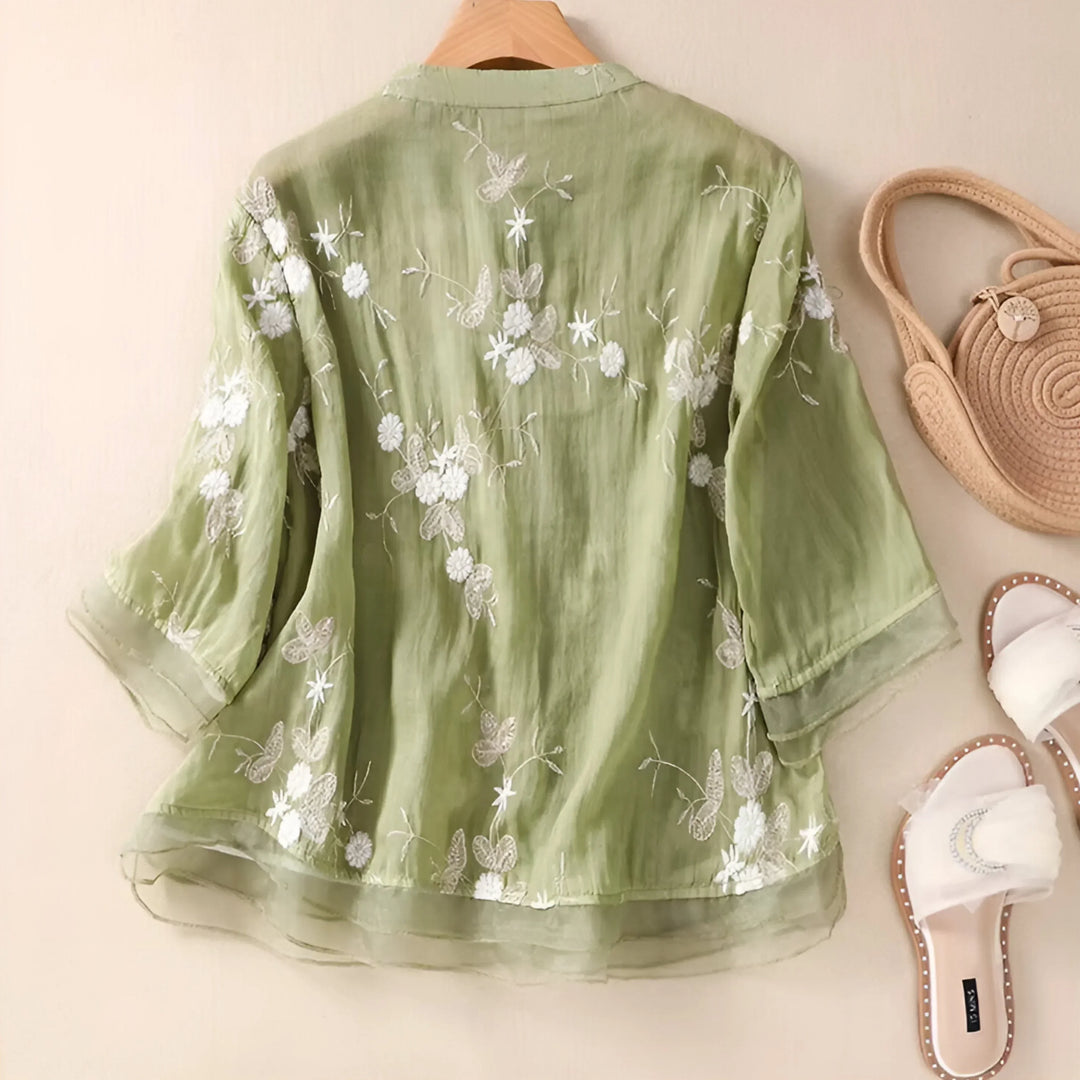 Mila Bomuldstop med broderede blomster