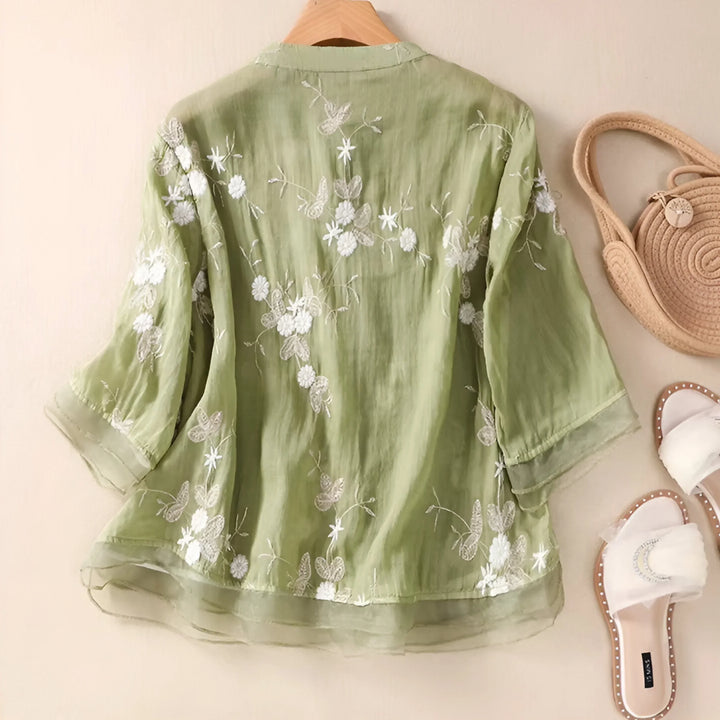 Mila Bomuldstop med broderede blomster