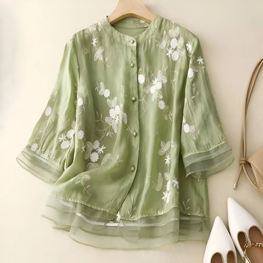 Mila Bomuldstop med broderede blomster