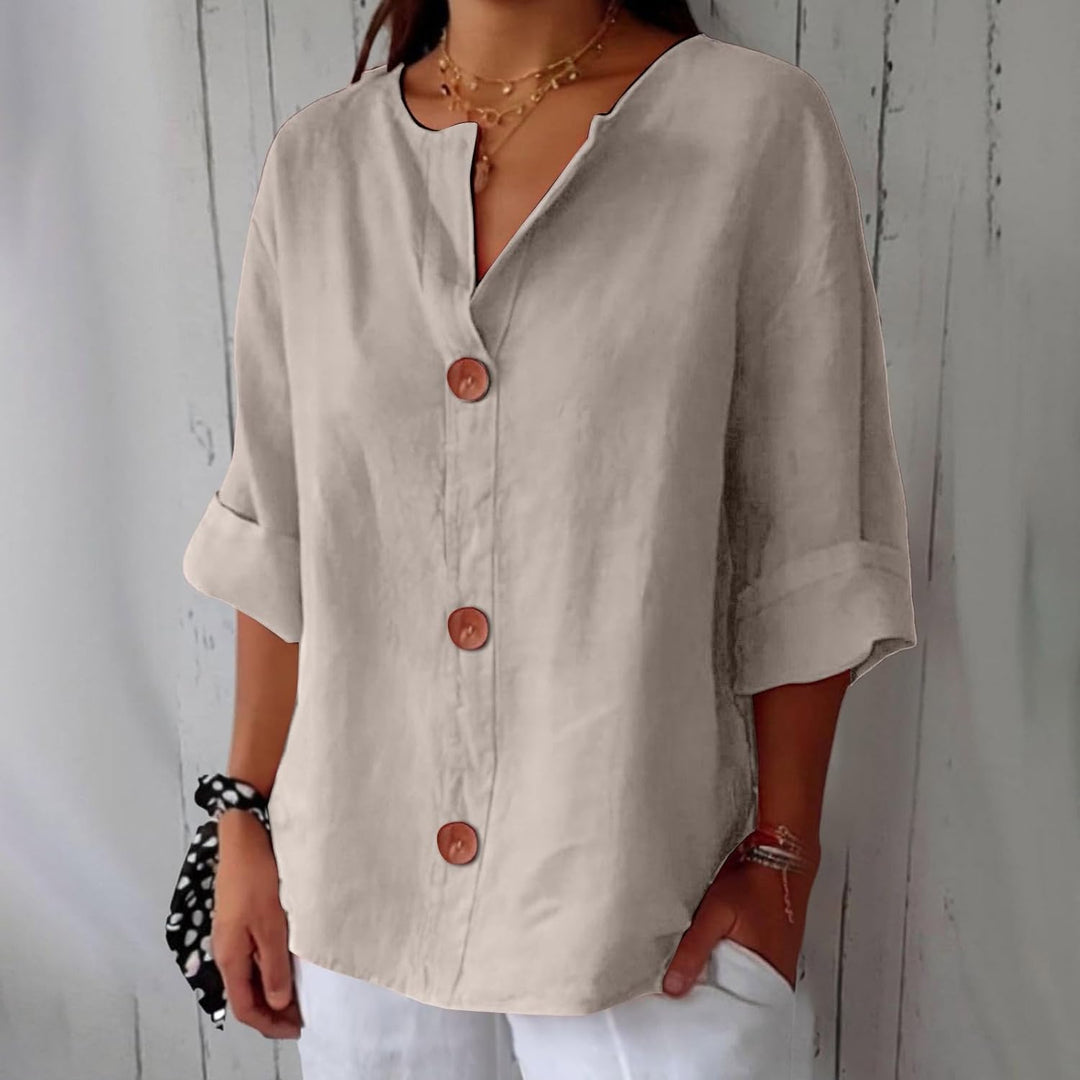 Noora Afslappet linnebluse for tidløs elegance