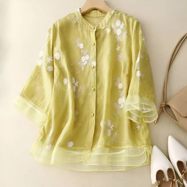 Mila Bomuldstop med broderede blomster
