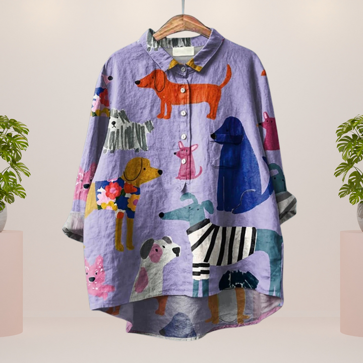 Frida Trendy og moderne bluse med kunstprint