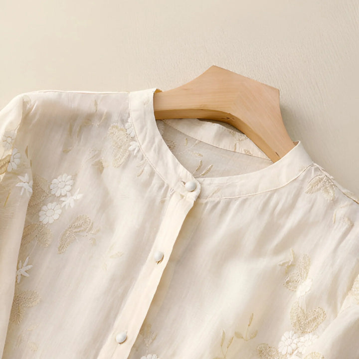Mila Bomuldstop med broderede blomster