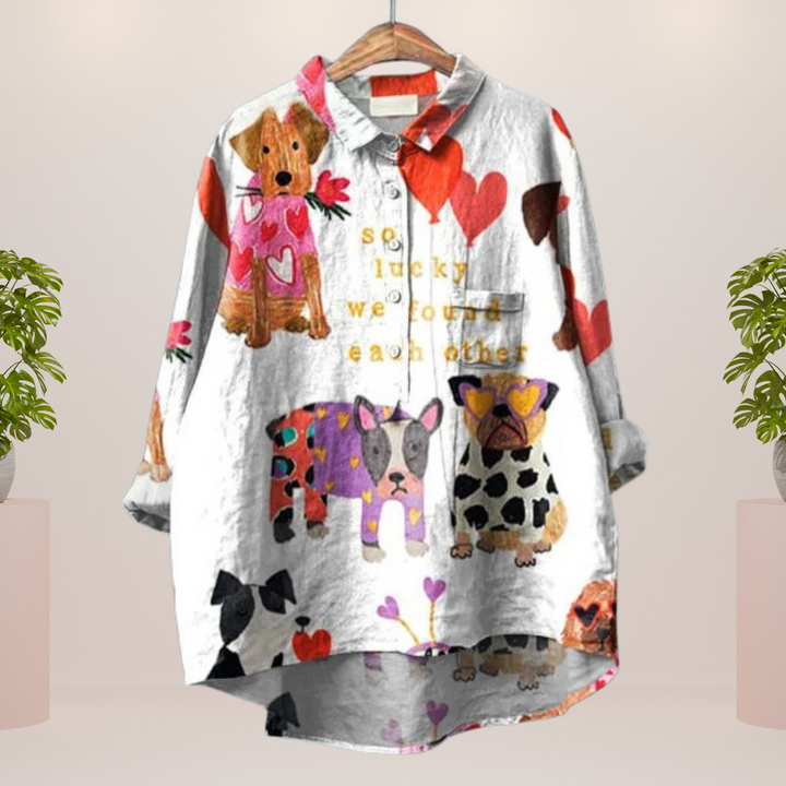Frida Trendy og moderne bluse med kunstprint