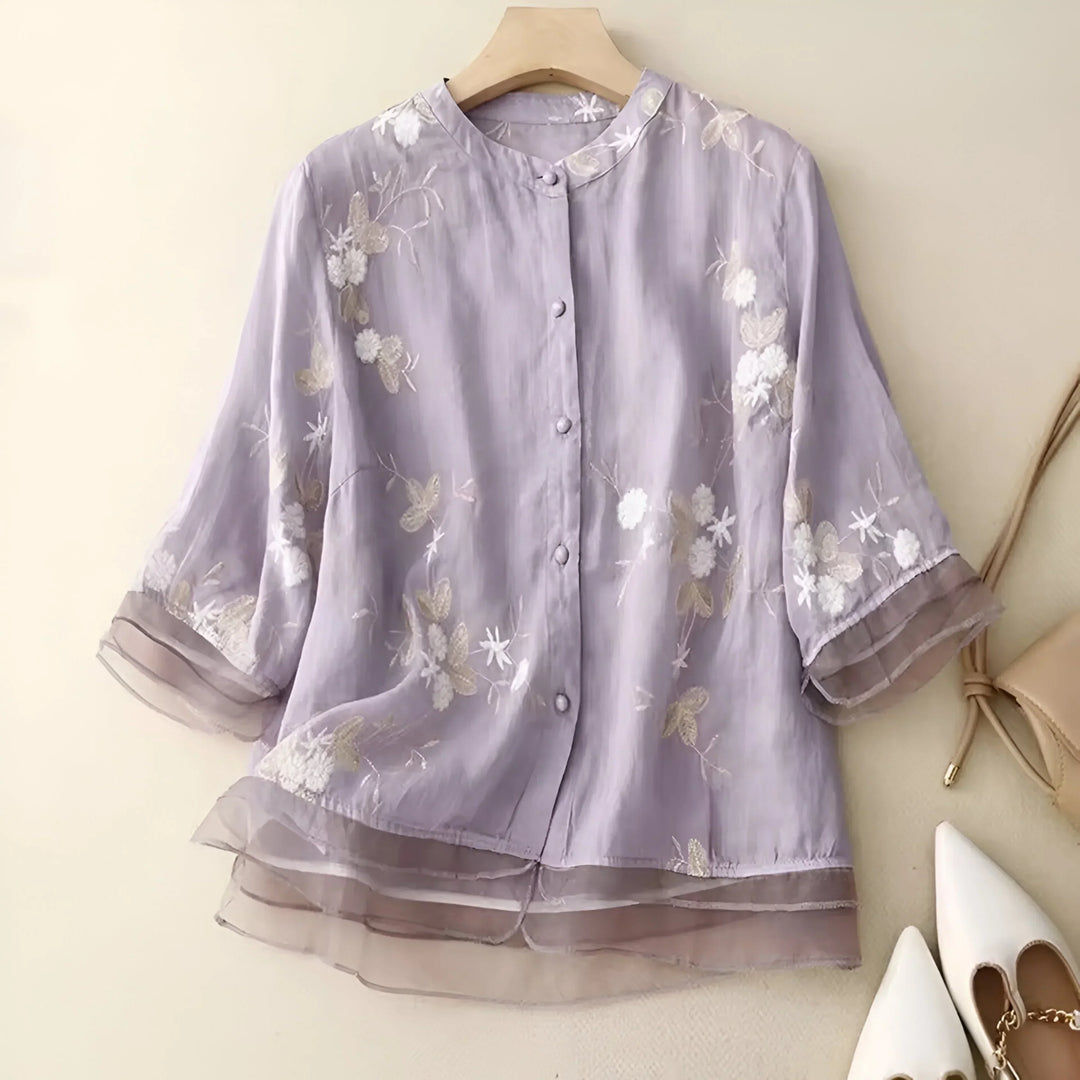 Mila Bomuldstop med broderede blomster