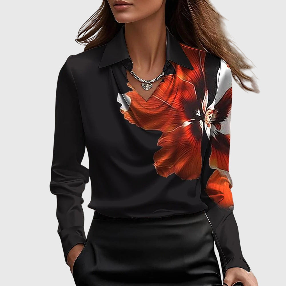 Sylvie Bluse med luksuriøs glans og plissering ved halsen