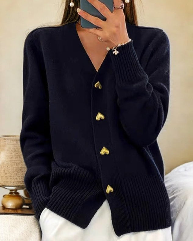 Mette | Elegant Strikket Cardigan med Knapper